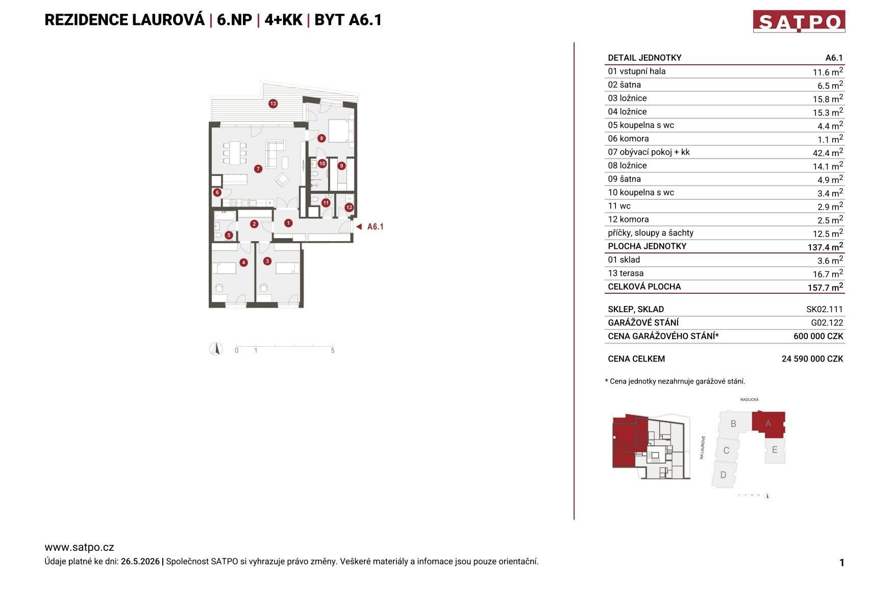 3 bedroom with open-plan kitchen flat for sale, 137 m², Na Laurové, Prague, Prague 3 bedroom with open-plan kitchen flat for sale, 137 m², Na Laurové, Prague, Prague
