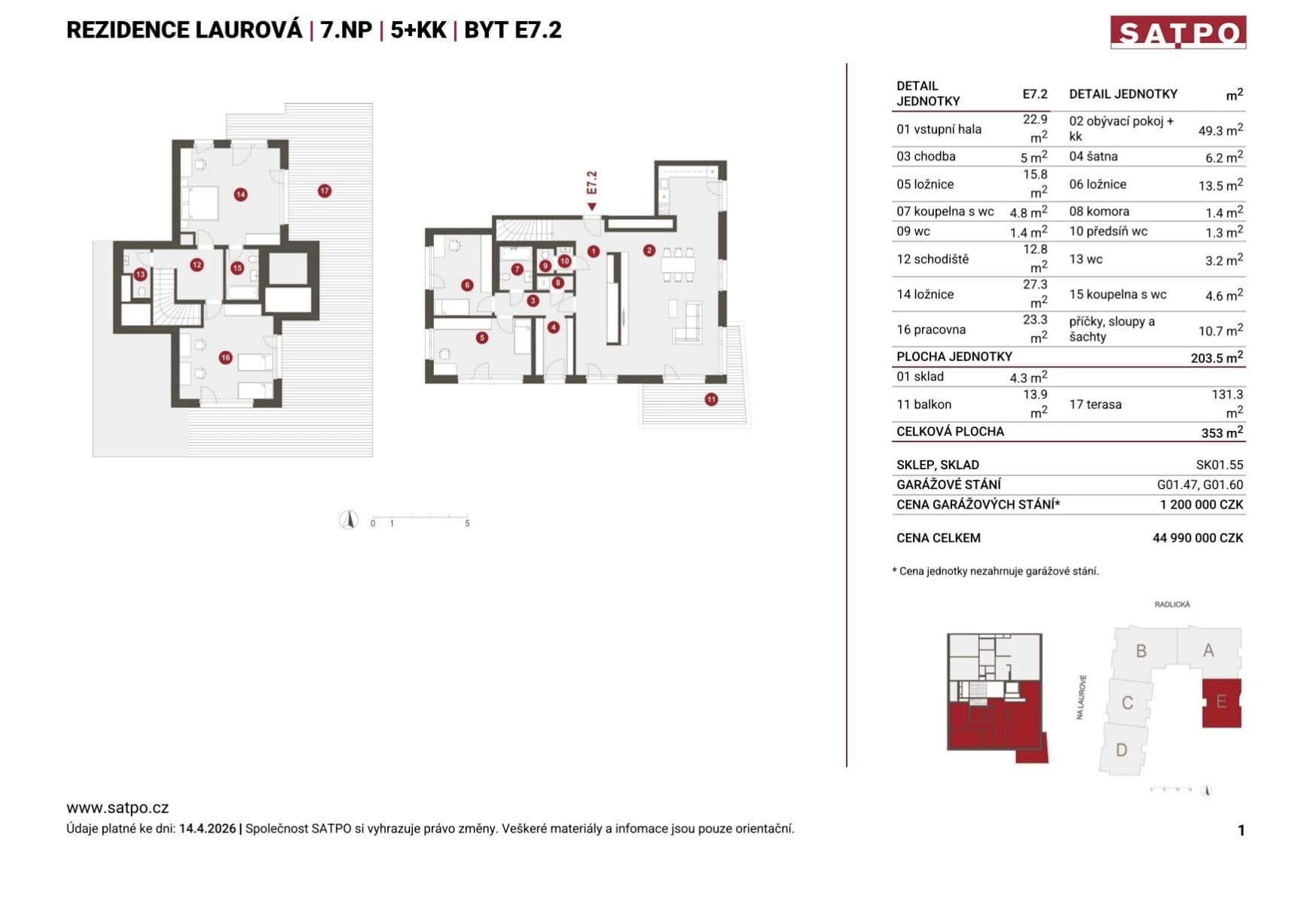 4 bedroom with open-plan kitchen flat for sale, 204 m², Na Laurové, Prague, Prague 4 bedroom with open-plan kitchen flat for sale, 204 m², Na Laurové, Prague, Prague