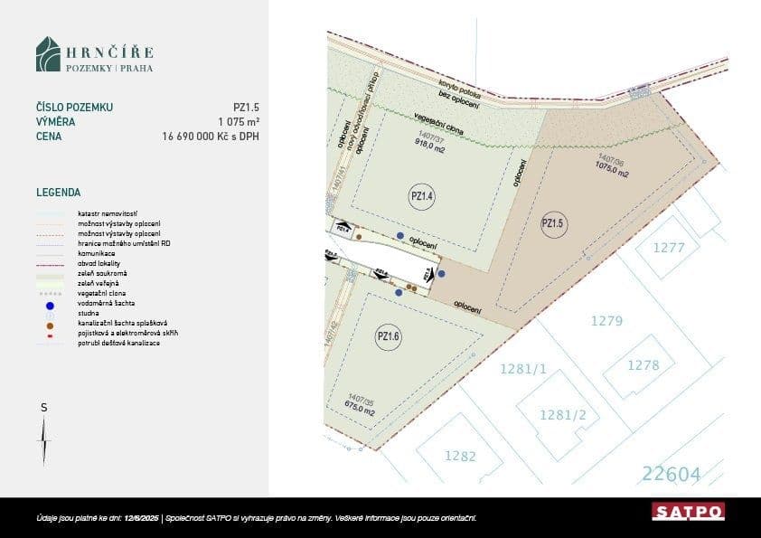 plot for sale, 1,075 m², V zatáčce, Prague, Prague plot for sale, 1,075 m², V zatáčce, Prague, Prague