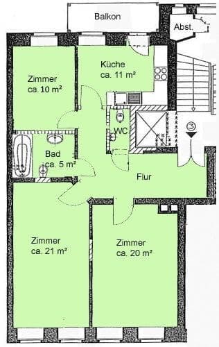3 bedroom flat to rent, 84 m², Reichpietschstraße 7, Leipzig, Saxony 3 bedroom flat to rent, 84 m², Reichpietschstraße 7, Leipzig, Saxony