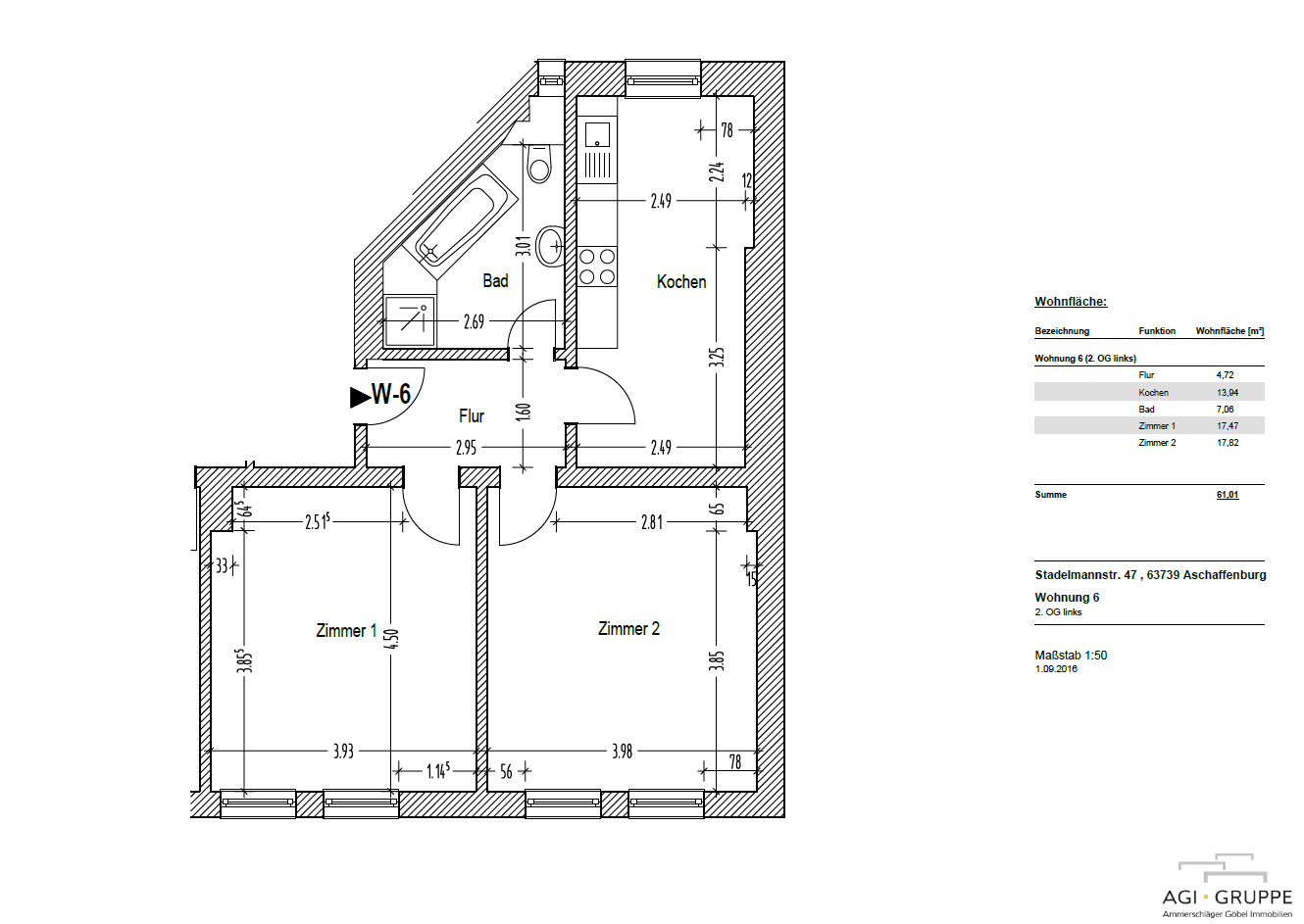 2 bedroom flat to rent, 61 m², Stadelmannstraße 47, Bayern - Aschaffenburg, Bavaria 2 bedroom flat to rent, 61 m², Stadelmannstraße 47, Bayern - Aschaffenburg, Bavaria