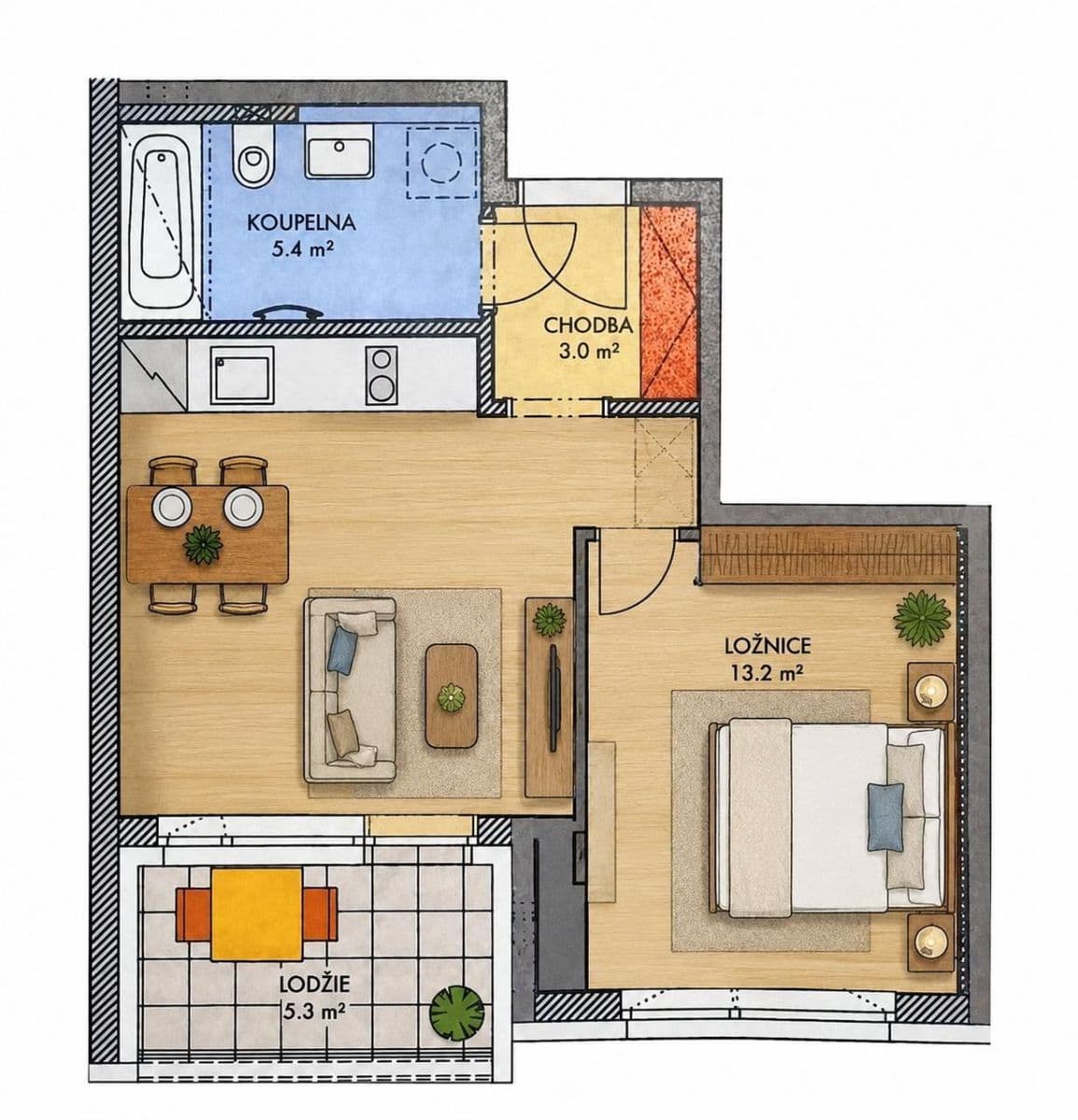 1 bedroom with open-plan kitchen flat for sale, 40 m², Gollové, Prague, Prague 1 bedroom with open-plan kitchen flat for sale, 40 m², Gollové, Prague, Prague