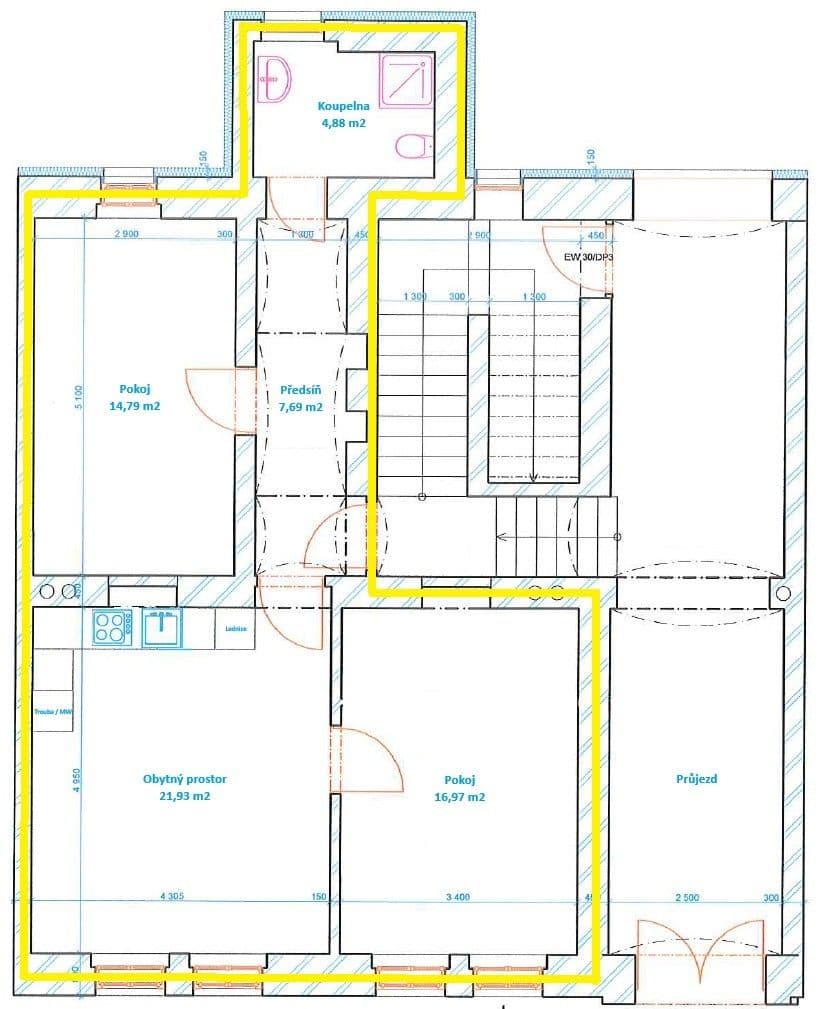 2 bedroom with open-plan kitchen flat to rent, 66 m², Sladkovského, Plzeň, Plzeňský Region 2 bedroom with open-plan kitchen flat to rent, 66 m², Sladkovského, Plzeň, Plzeňský Region