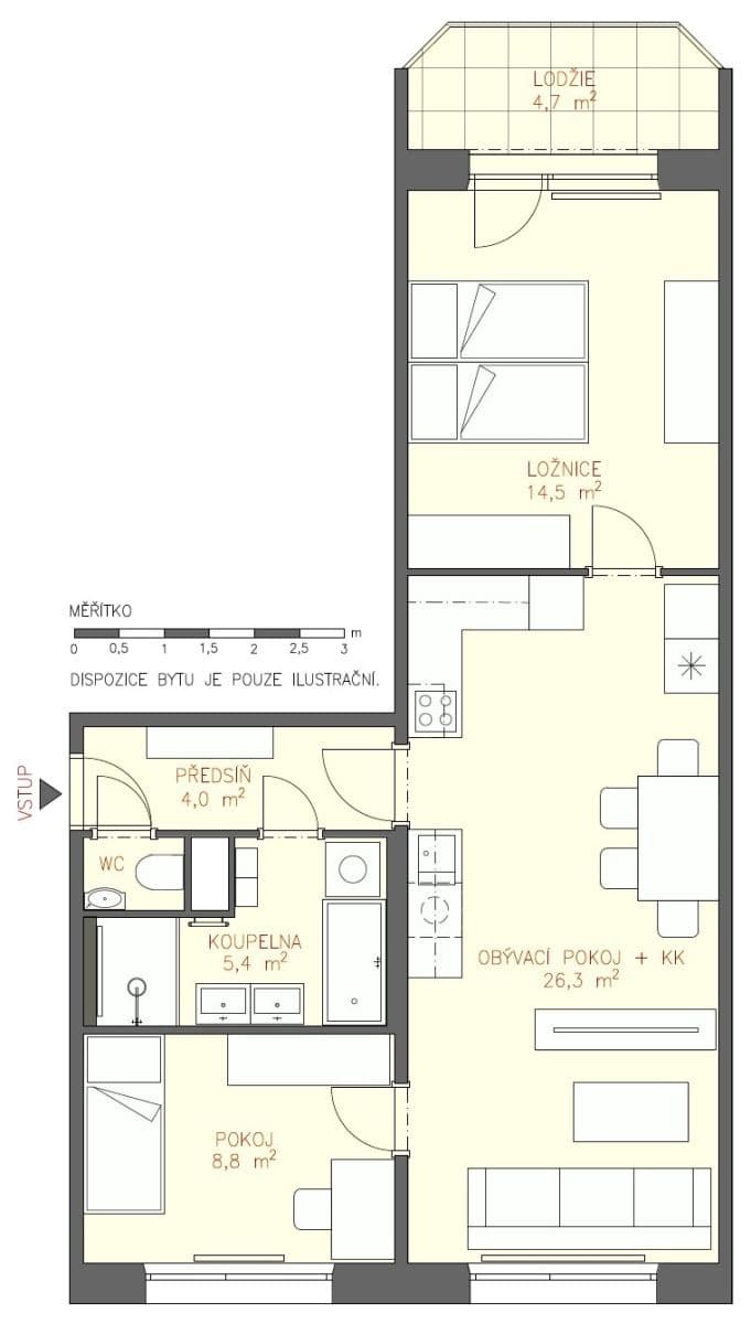 2 bedroom with open-plan kitchen flat for sale, 60 m², Brandlova, Hodonín, Jihomoravský Region 2 bedroom with open-plan kitchen flat for sale, 60 m², Brandlova, Hodonín, Jihomoravský Region