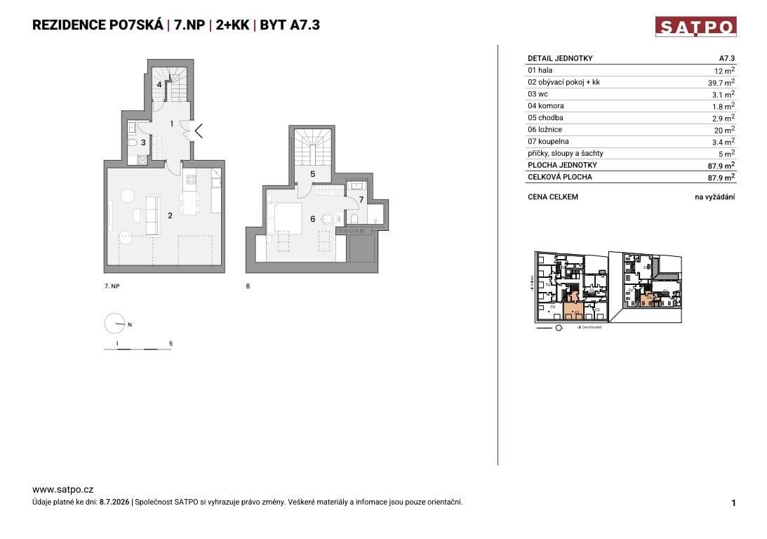 1 bedroom with open-plan kitchen flat for sale, 82 m², Polská, Prague, Prague 1 bedroom with open-plan kitchen flat for sale, 82 m², Polská, Prague, Prague