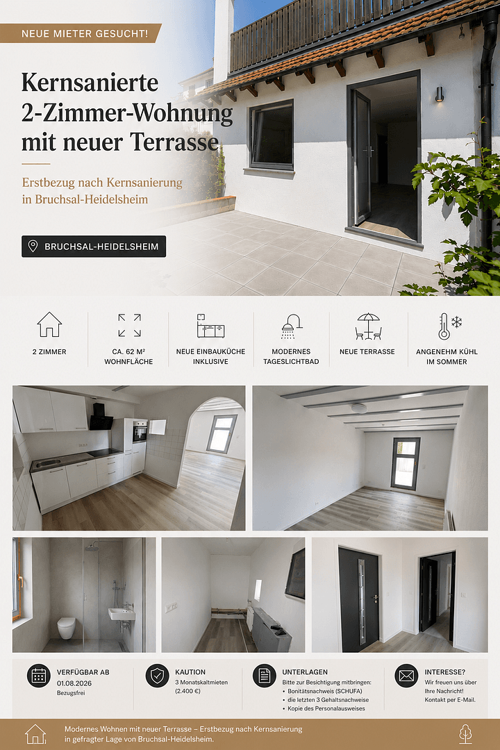 2 bedroom flat to rent, 61 m², Bruchsal, Baden-Württemberg 2 bedroom flat to rent, 61 m², Bruchsal, Baden-Württemberg