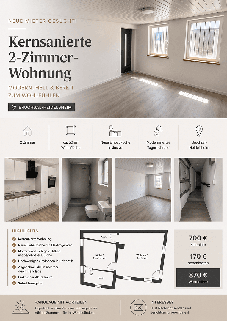 2 bedroom flat to rent, 53 m², Bruchsal, Baden-Württemberg 2 bedroom flat to rent, 53 m², Bruchsal, Baden-Württemberg