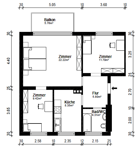 3 bedroom flat to rent, 64 m², Pforzheim, Baden-Württemberg 3 bedroom flat to rent, 64 m², Pforzheim, Baden-Württemberg