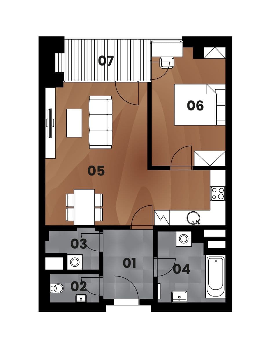 1 bedroom with open-plan kitchen flat to rent, 67 m², Malešická, Prague, Prague 1 bedroom with open-plan kitchen flat to rent, 67 m², Malešická, Prague, Prague