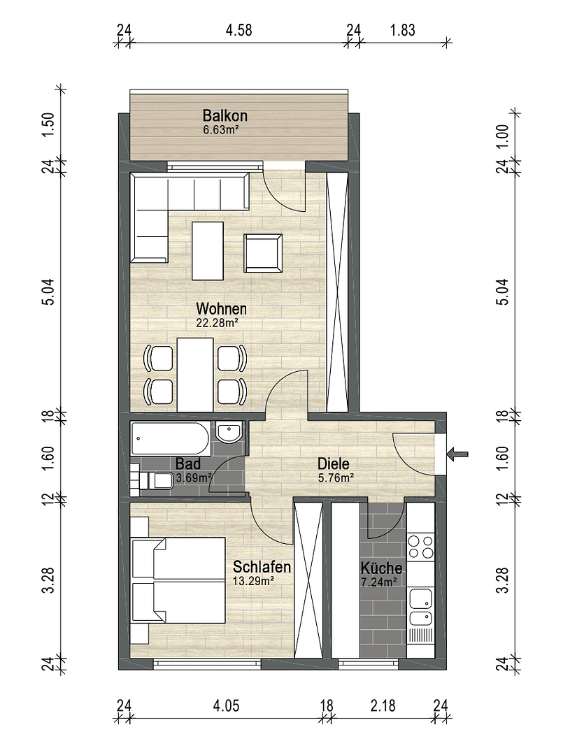 2 bedroom flat to rent, 56 m², Berliner Straße 11, Hanover, Lower Saxony 2 bedroom flat to rent, 56 m², Berliner Straße 11, Hanover, Lower Saxony