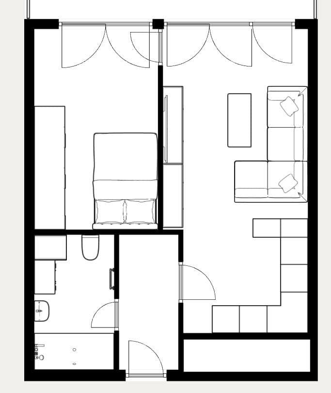 1 bedroom with open-plan kitchen flat to rent, 42 m², Hlučkova, Prague, Prague 1 bedroom with open-plan kitchen flat to rent, 42 m², Hlučkova, Prague, Prague