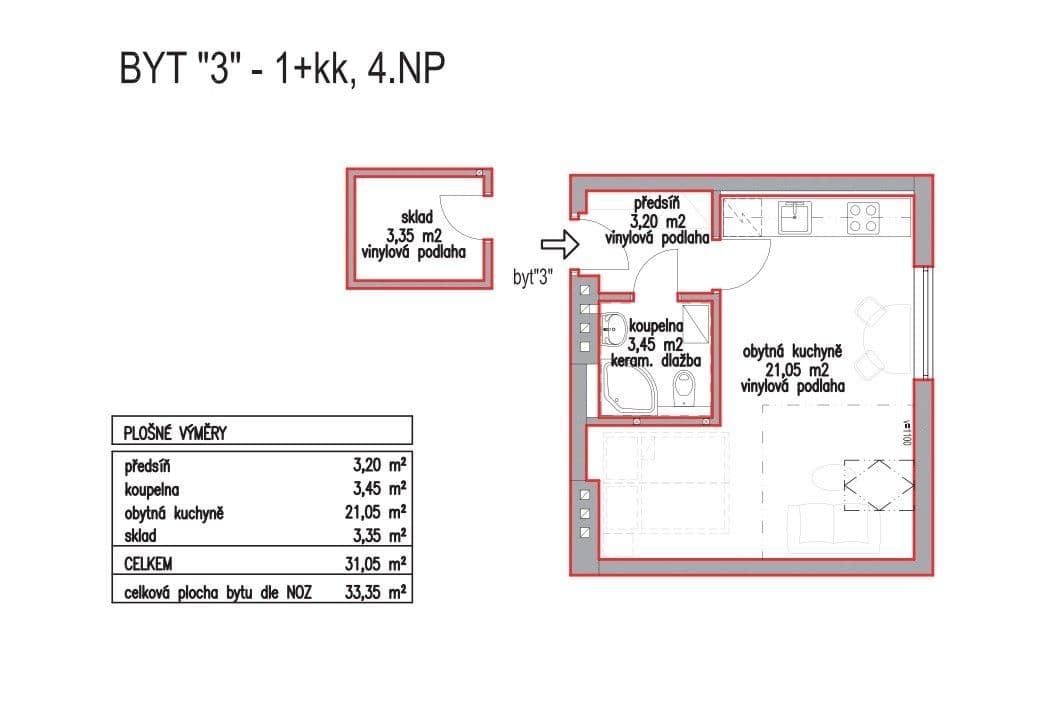 Studio flat to rent, 33 m², Kosmákova, Brno, Jihomoravský Region Studio flat to rent, 33 m², Kosmákova, Brno, Jihomoravský Region