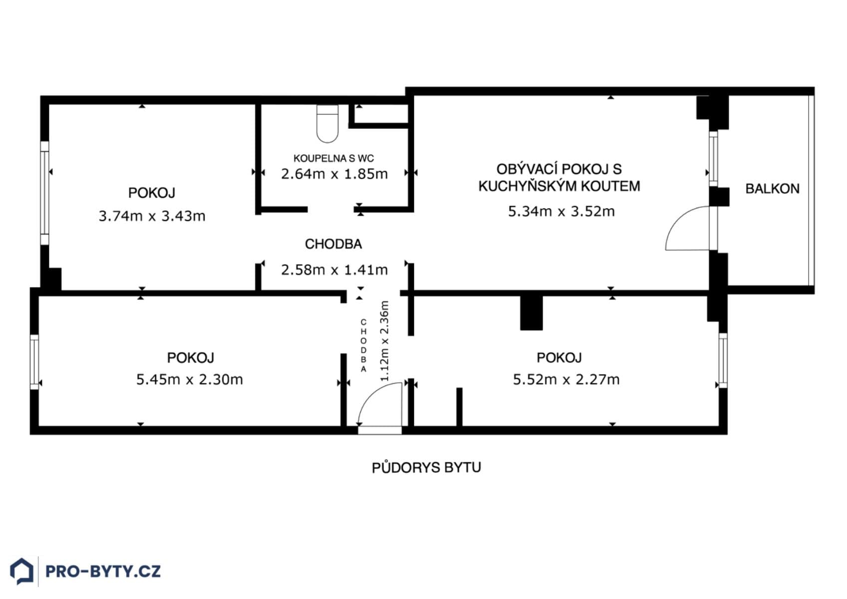 3 bedroom with open-plan kitchen flat for sale, 71 m², Hekrova, Prague, Prague 3 bedroom with open-plan kitchen flat for sale, 71 m², Hekrova, Prague, Prague
