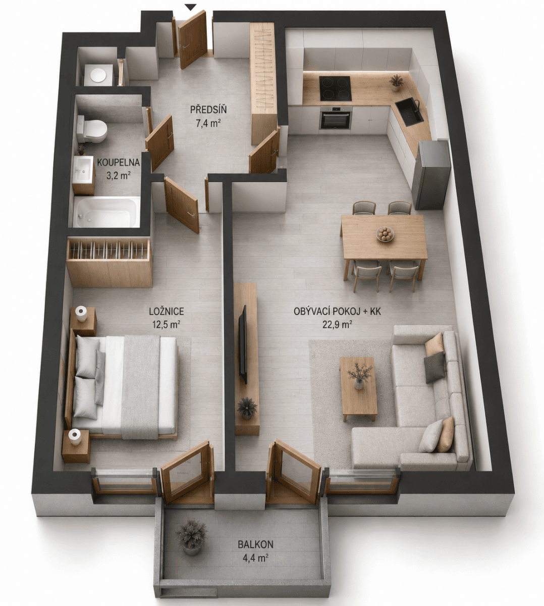 1 bedroom with open-plan kitchen flat to rent, 50 m², Komárkova, Prague, Prague 1 bedroom with open-plan kitchen flat to rent, 50 m², Komárkova, Prague, Prague