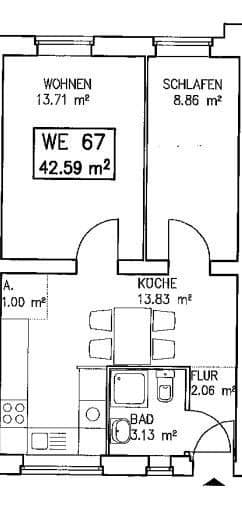 2 bedroom flat to rent, 43 m², Hamburger Straße 22, Erfurt, Thuringia 2 bedroom flat to rent, 43 m², Hamburger Straße 22, Erfurt, Thuringia