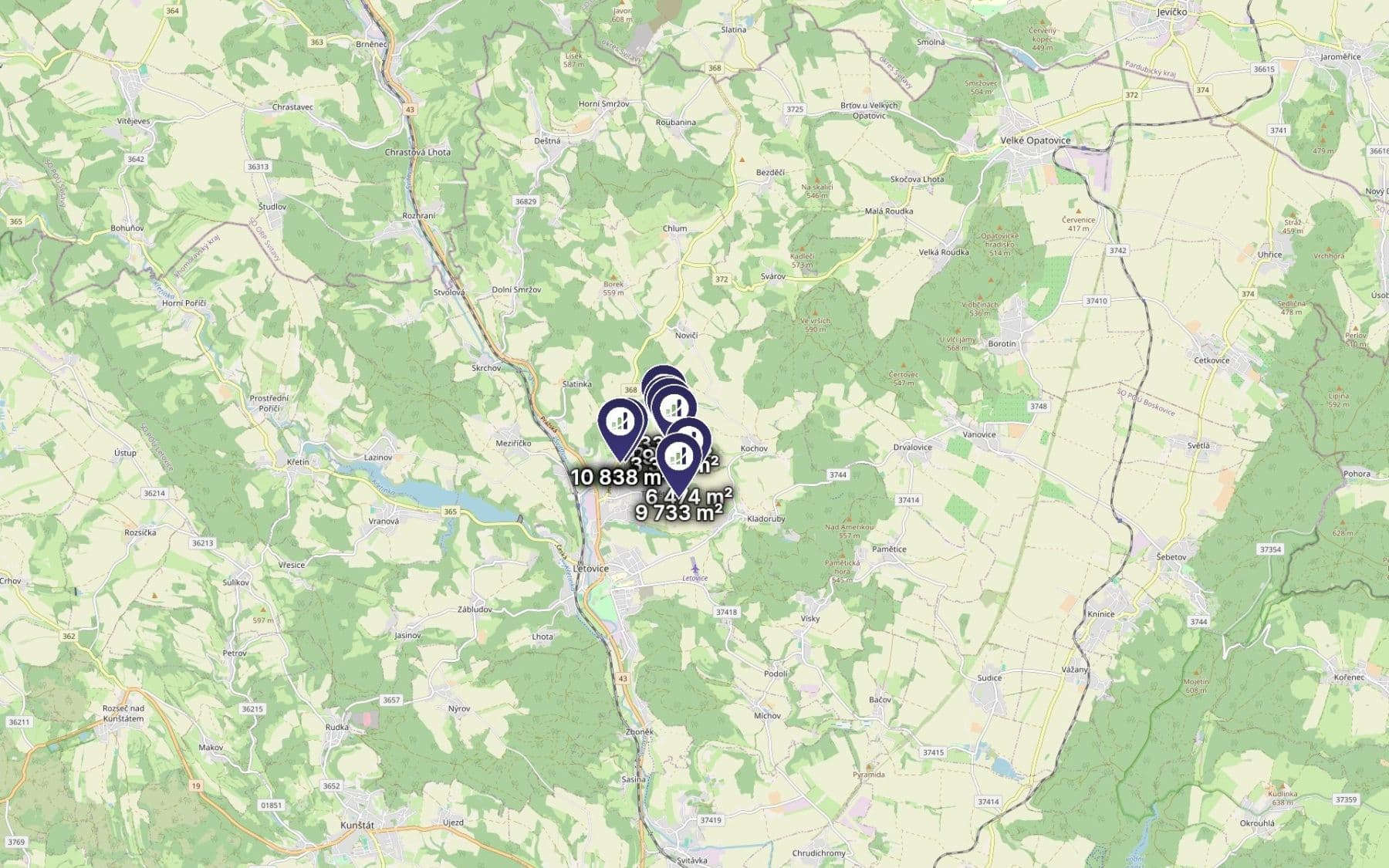 plot for sale, 38,909 m², Letovice, Jihomoravský Region plot for sale, 38,909 m², Letovice, Jihomoravský Region