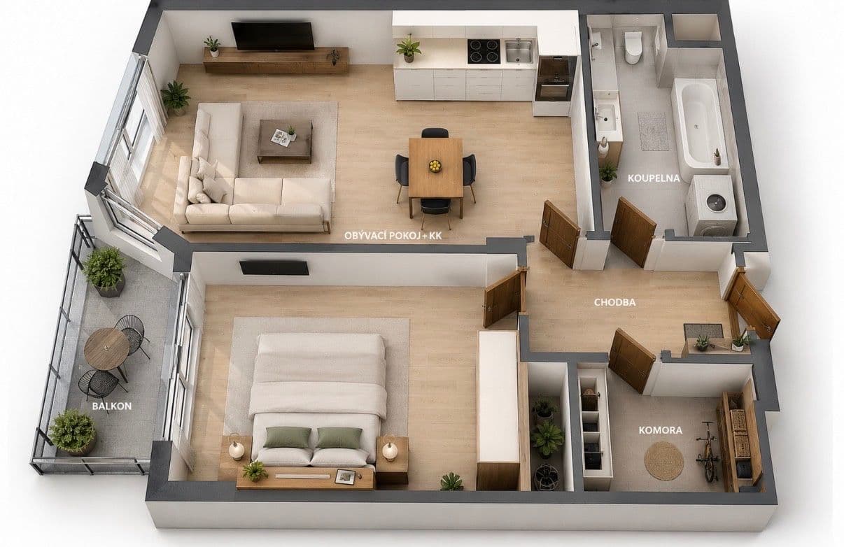 1 bedroom with open-plan kitchen flat to rent, 60 m², Prague, Prague 1 bedroom with open-plan kitchen flat to rent, 60 m², Prague, Prague
