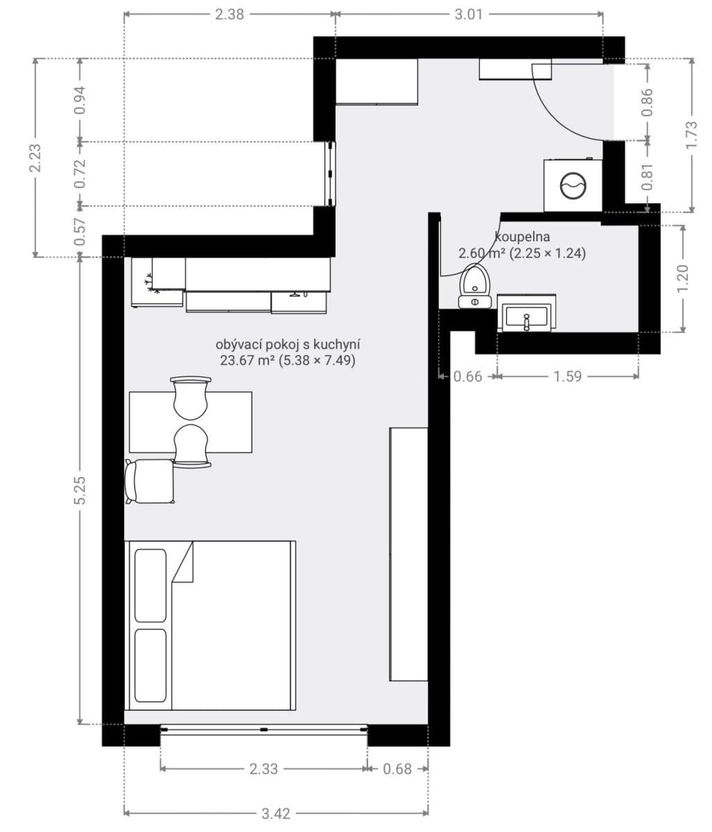 Studio flat to rent, 27 m², Antala Staška, Prague, Prague Studio flat to rent, 27 m², Antala Staška, Prague, Prague