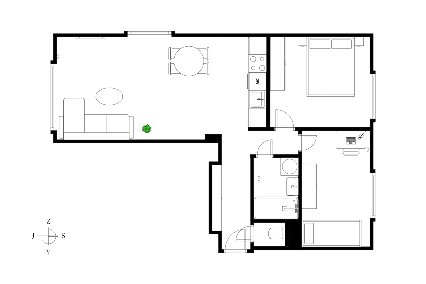 2 bedroom with open-plan kitchen flat for sale, 55 m², Hodonínská, Prague, Prague 2 bedroom with open-plan kitchen flat for sale, 55 m², Hodonínská, Prague, Prague