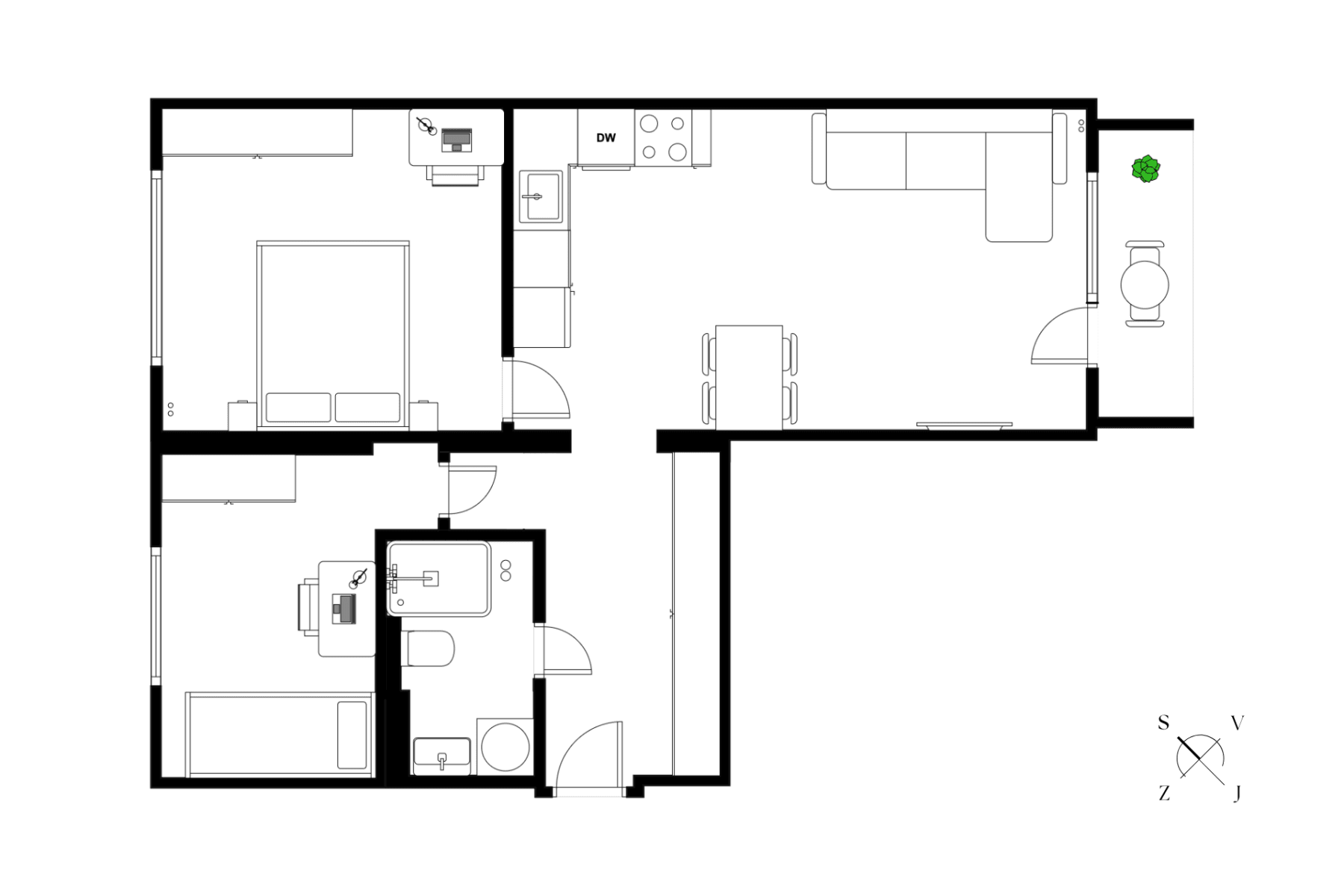 2 bedroom with open-plan kitchen flat for sale, 57 m², K Lučinám, Prague, Prague 2 bedroom with open-plan kitchen flat for sale, 57 m², K Lučinám, Prague, Prague