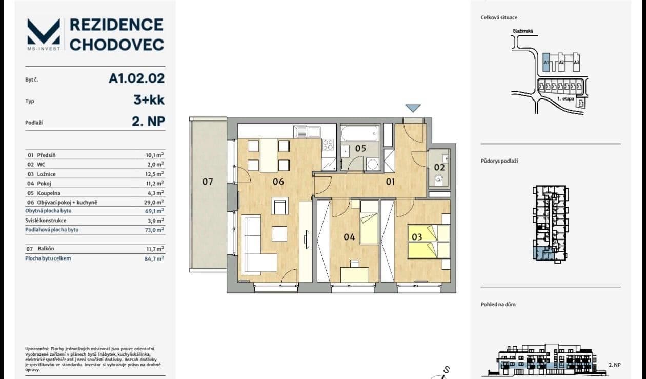 2 bedroom with open-plan kitchen flat to rent, 73 m², Blažimská, Prague, Prague 2 bedroom with open-plan kitchen flat to rent, 73 m², Blažimská, Prague, Prague