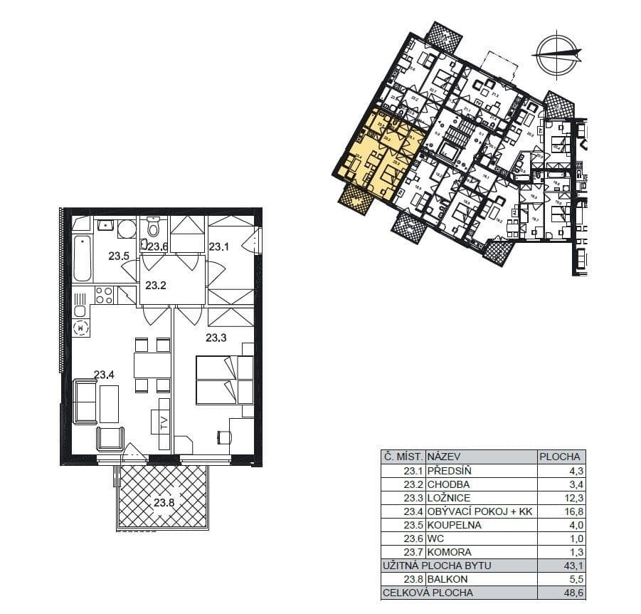 1 bedroom with open-plan kitchen flat to rent, 43 m², Vladycká, Prague, Prague 1 bedroom with open-plan kitchen flat to rent, 43 m², Vladycká, Prague, Prague
