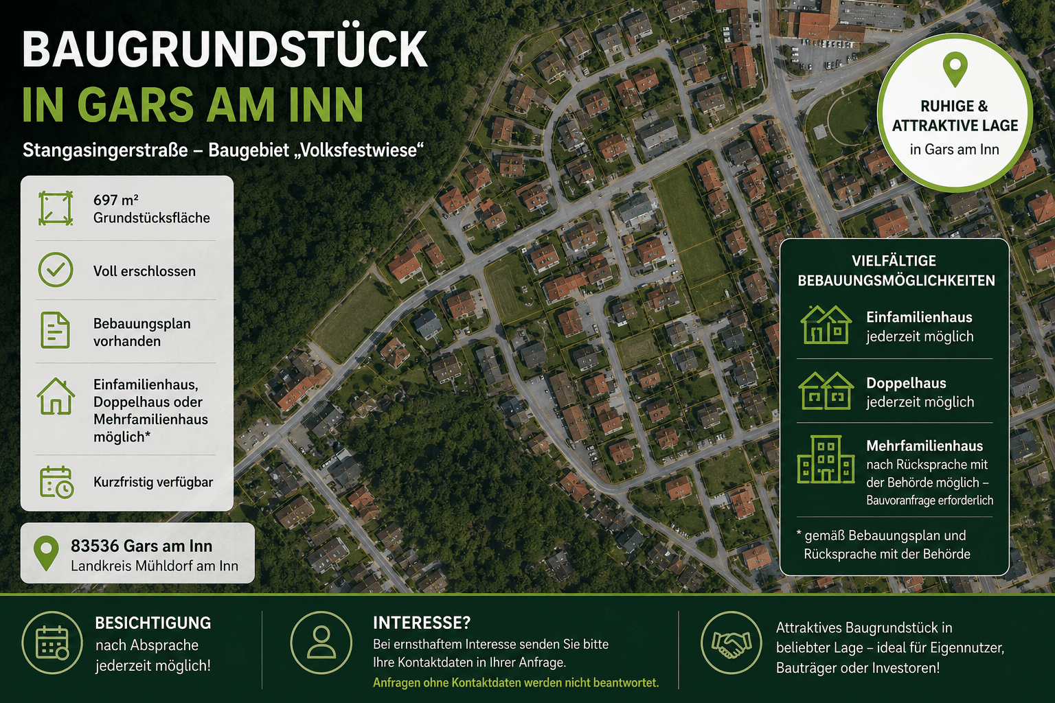 plot for sale, 697 m², Gars am Inn, Bavaria plot for sale, 697 m², Gars am Inn, Bavaria