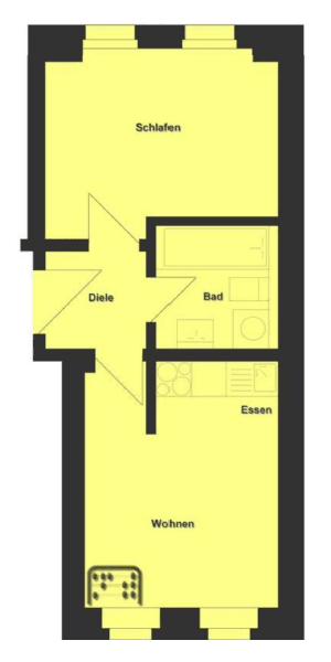 2 bedroom flat to rent, 36 m², Hebelstraße 35, Leipzig, Saxony 2 bedroom flat to rent, 36 m², Hebelstraße 35, Leipzig, Saxony