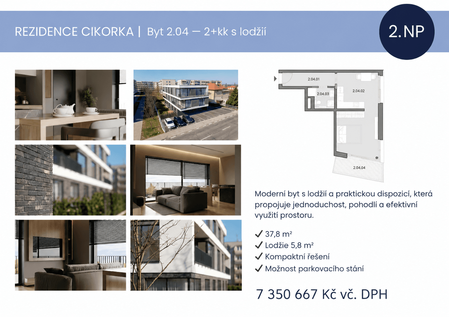 1 bedroom with open-plan kitchen flat for sale, 38 m², Na Cikorce, Prague, Prague 1 bedroom with open-plan kitchen flat for sale, 38 m², Na Cikorce, Prague, Prague