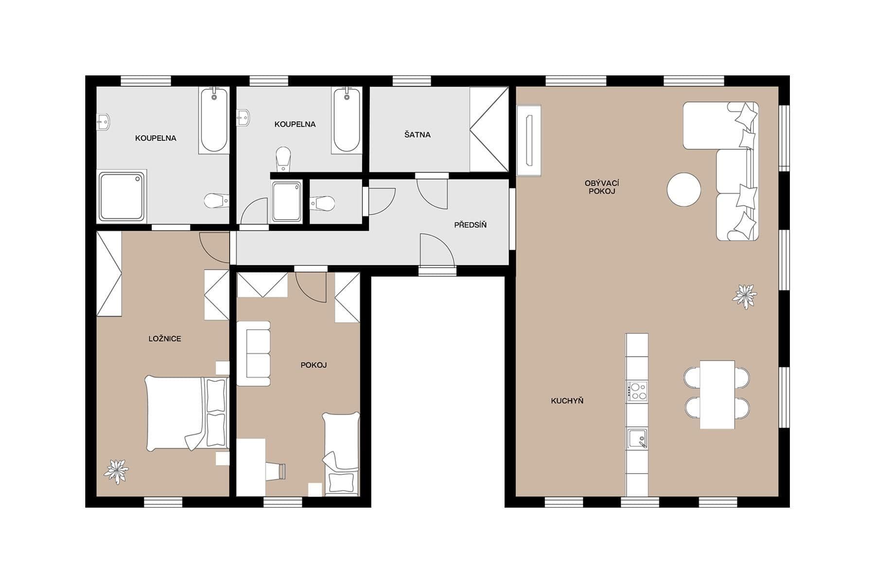 2 bedroom with open-plan kitchen flat for sale, 143 m², Evropská, Prague, Prague 2 bedroom with open-plan kitchen flat for sale, 143 m², Evropská, Prague, Prague