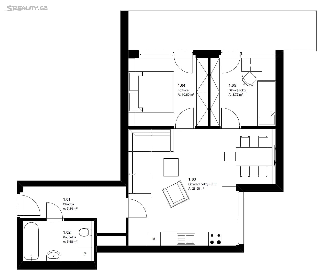 2 bedroom with open-plan kitchen flat to rent, 60 m², Pavla Beneše, Prague, Prague 2 bedroom with open-plan kitchen flat to rent, 60 m², Pavla Beneše, Prague, Prague