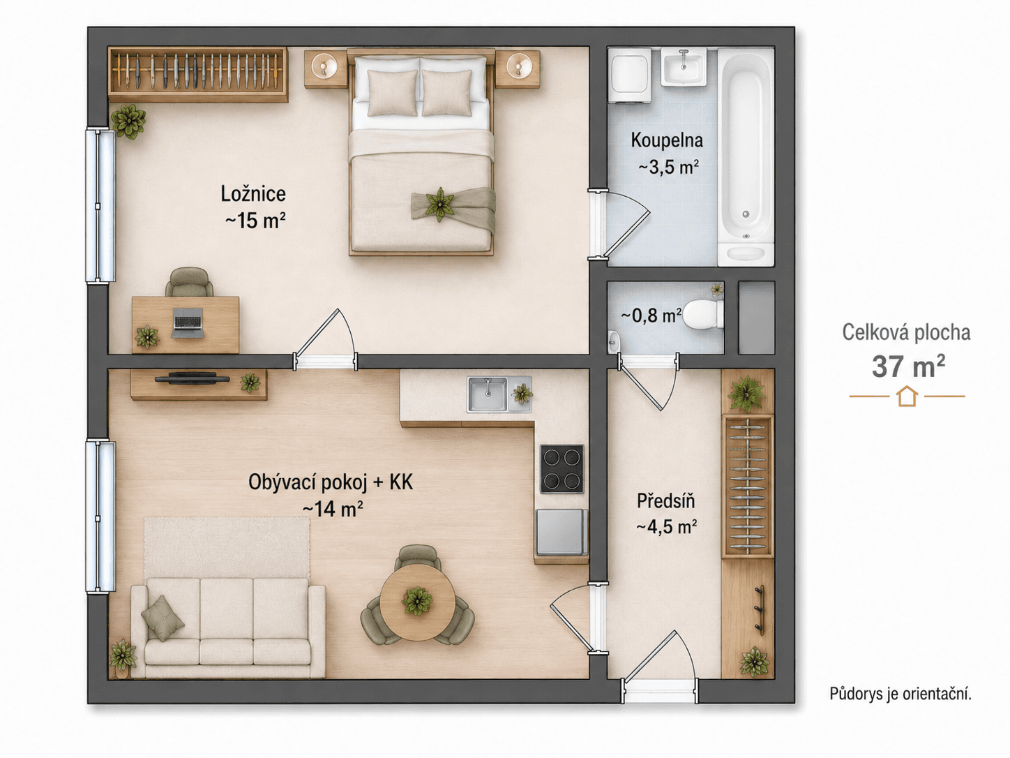 1 bedroom with open-plan kitchen flat for sale, 37 m², Vrchlického, Prague, Prague 1 bedroom with open-plan kitchen flat for sale, 37 m², Vrchlického, Prague, Prague