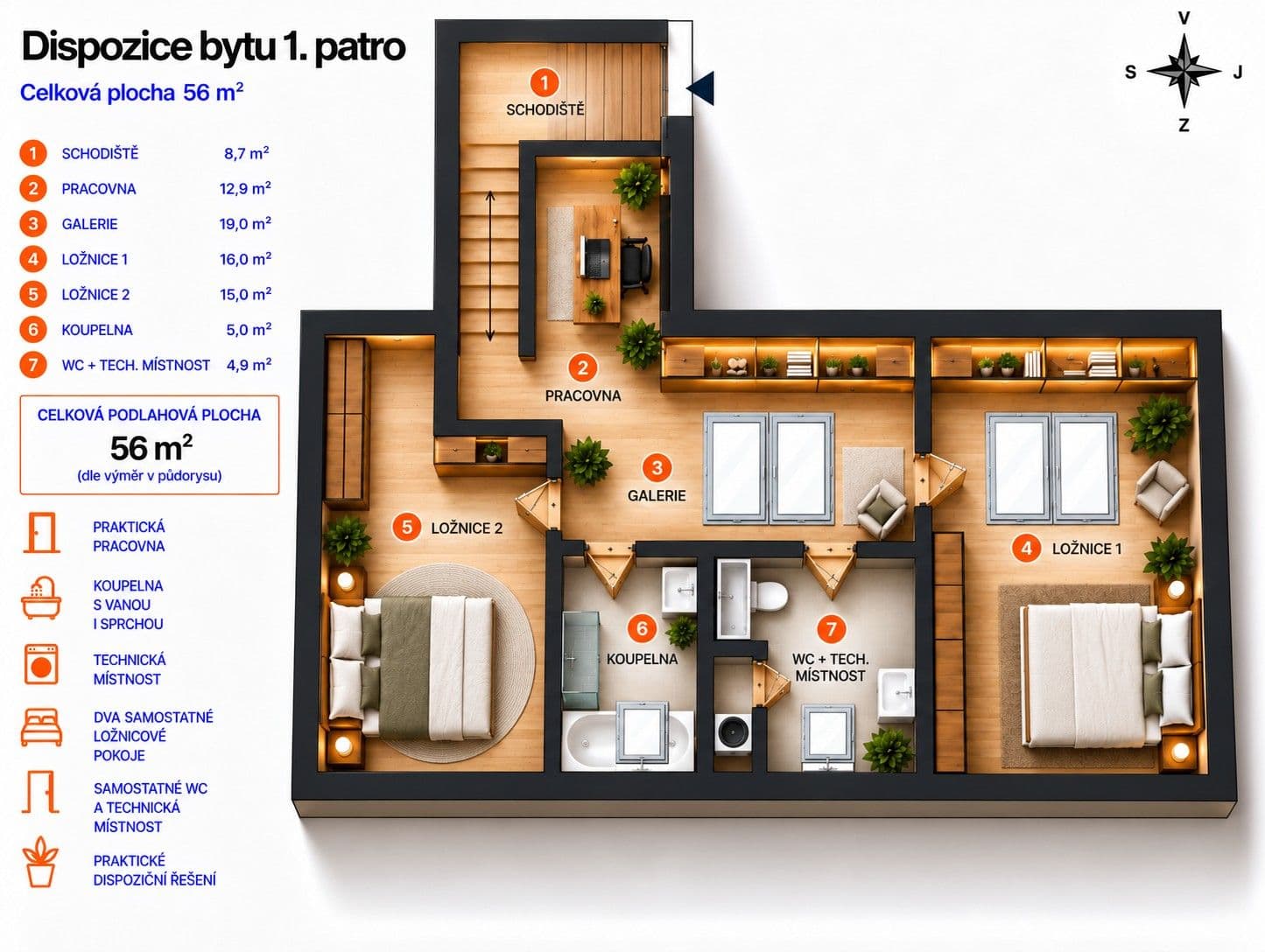 2 bedroom with open-plan kitchen flat for sale, 118 m², V Zeleném údolí, Prague, Prague 2 bedroom with open-plan kitchen flat for sale, 118 m², V Zeleném údolí, Prague, Prague