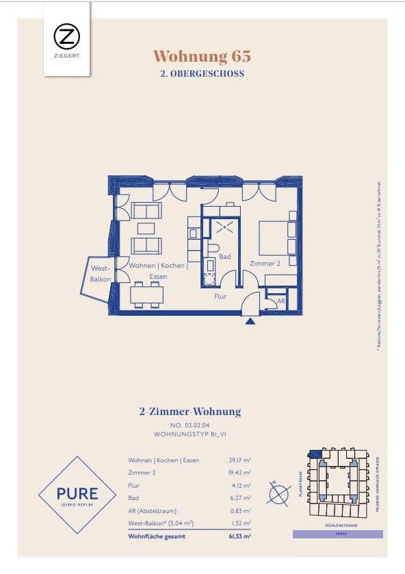 2 bedroom flat to rent, 62 m², Mühlenstraße 20, Berlin, Berlin 2 bedroom flat to rent, 62 m², Mühlenstraße 20, Berlin, Berlin