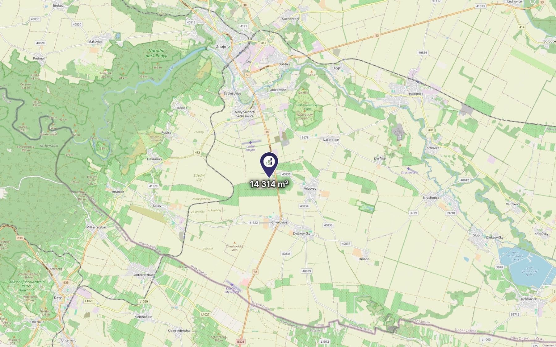 plot for sale, 14,314 m², Znojmo, Jihomoravský Region plot for sale, 14,314 m², Znojmo, Jihomoravský Region