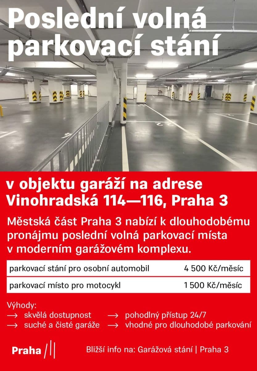 garage to rent, 3 m², Vinohradská, Prague, Prague garage to rent, 3 m², Vinohradská, Prague, Prague