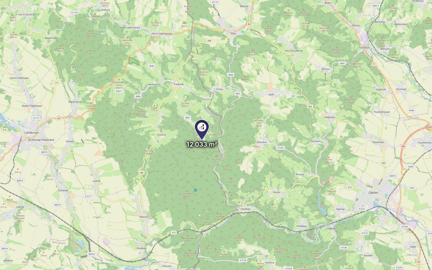 plot for sale, 6,017 m², Cotkytle, Pardubický Region plot for sale, 6,017 m², Cotkytle, Pardubický Region