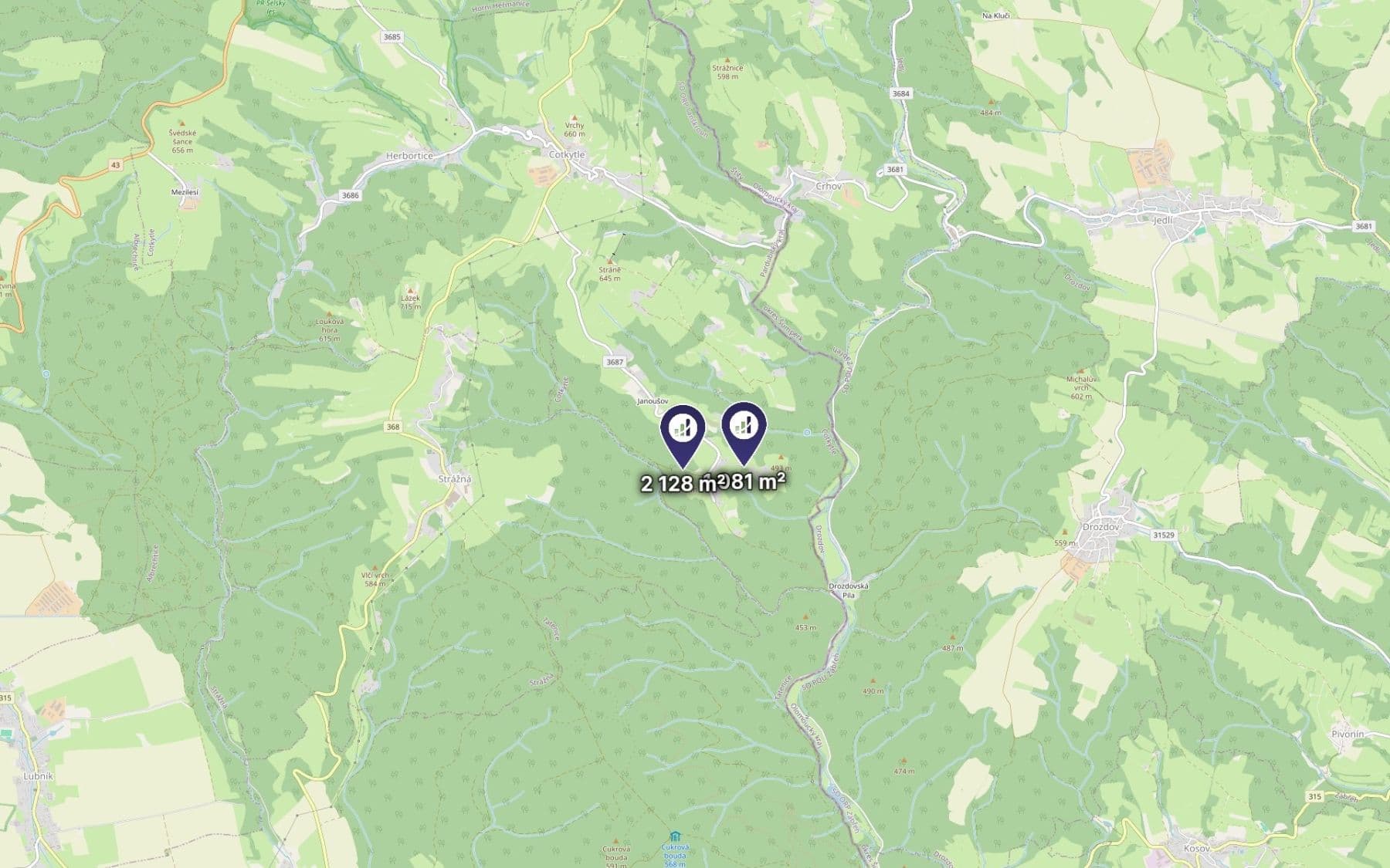 plot for sale, 1,605 m², Cotkytle, Pardubický Region plot for sale, 1,605 m², Cotkytle, Pardubický Region