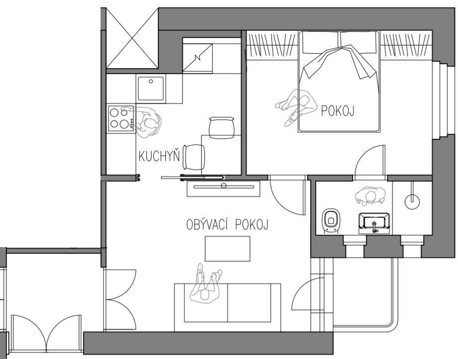 1 bedroom with open-plan kitchen flat to rent, 38 m², Jilemnického, Prague, Prague 1 bedroom with open-plan kitchen flat to rent, 38 m², Jilemnického, Prague, Prague