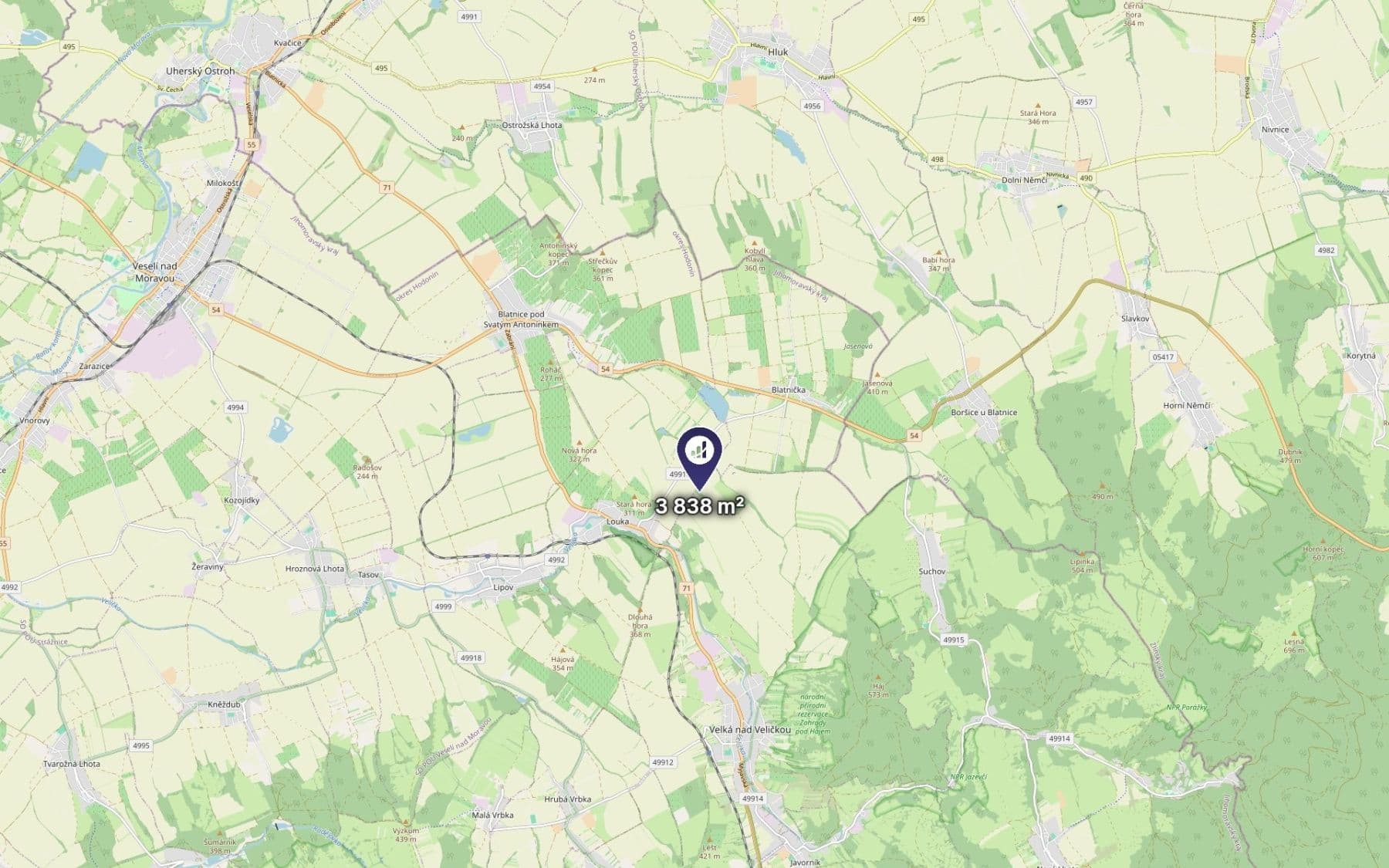 plot for sale, 3,838 m², Velká nad Veličkou, Jihomoravský Region plot for sale, 3,838 m², Velká nad Veličkou, Jihomoravský Region