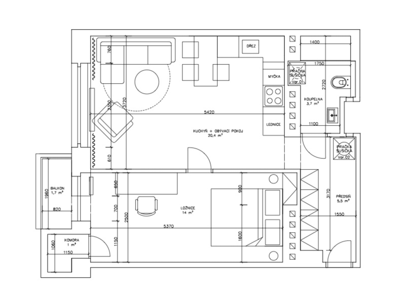 1 bedroom with open-plan kitchen flat for sale, 44 m², Patočkova, Prague, Prague 1 bedroom with open-plan kitchen flat for sale, 44 m², Patočkova, Prague, Prague