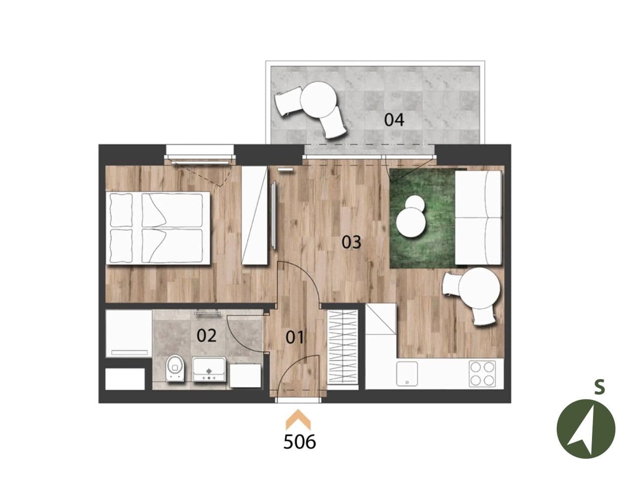 1 bedroom with open-plan kitchen flat to rent, 34 m², Arnošta Valenty, Prague, Prague 1 bedroom with open-plan kitchen flat to rent, 34 m², Arnošta Valenty, Prague, Prague