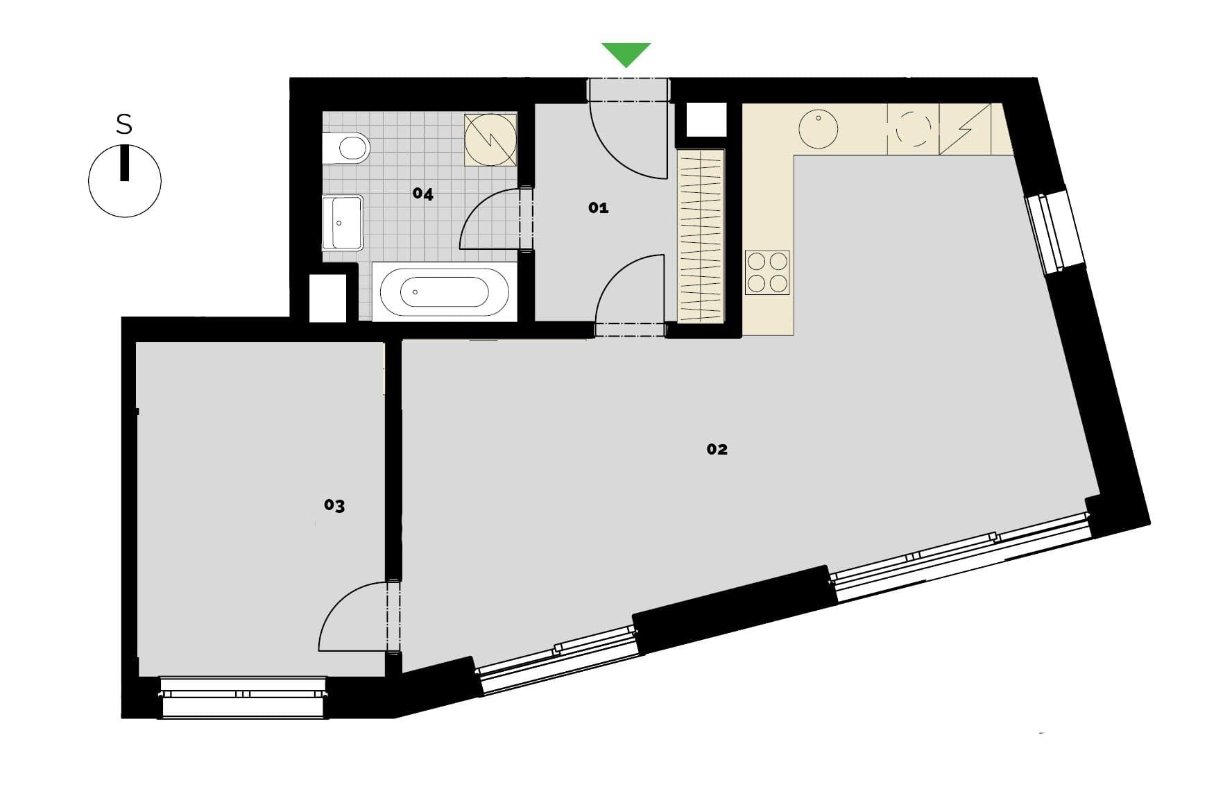 1 bedroom with open-plan kitchen flat to rent, 59 m², Střížkovská, Prague, Prague 1 bedroom with open-plan kitchen flat to rent, 59 m², Střížkovská, Prague, Prague