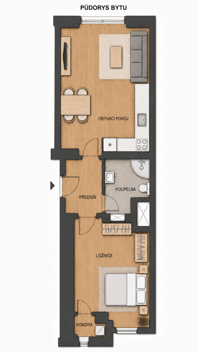 1 bedroom with open-plan kitchen flat for sale, 47 m², Polská, Prague, Prague 1 bedroom with open-plan kitchen flat for sale, 47 m², Polská, Prague, Prague