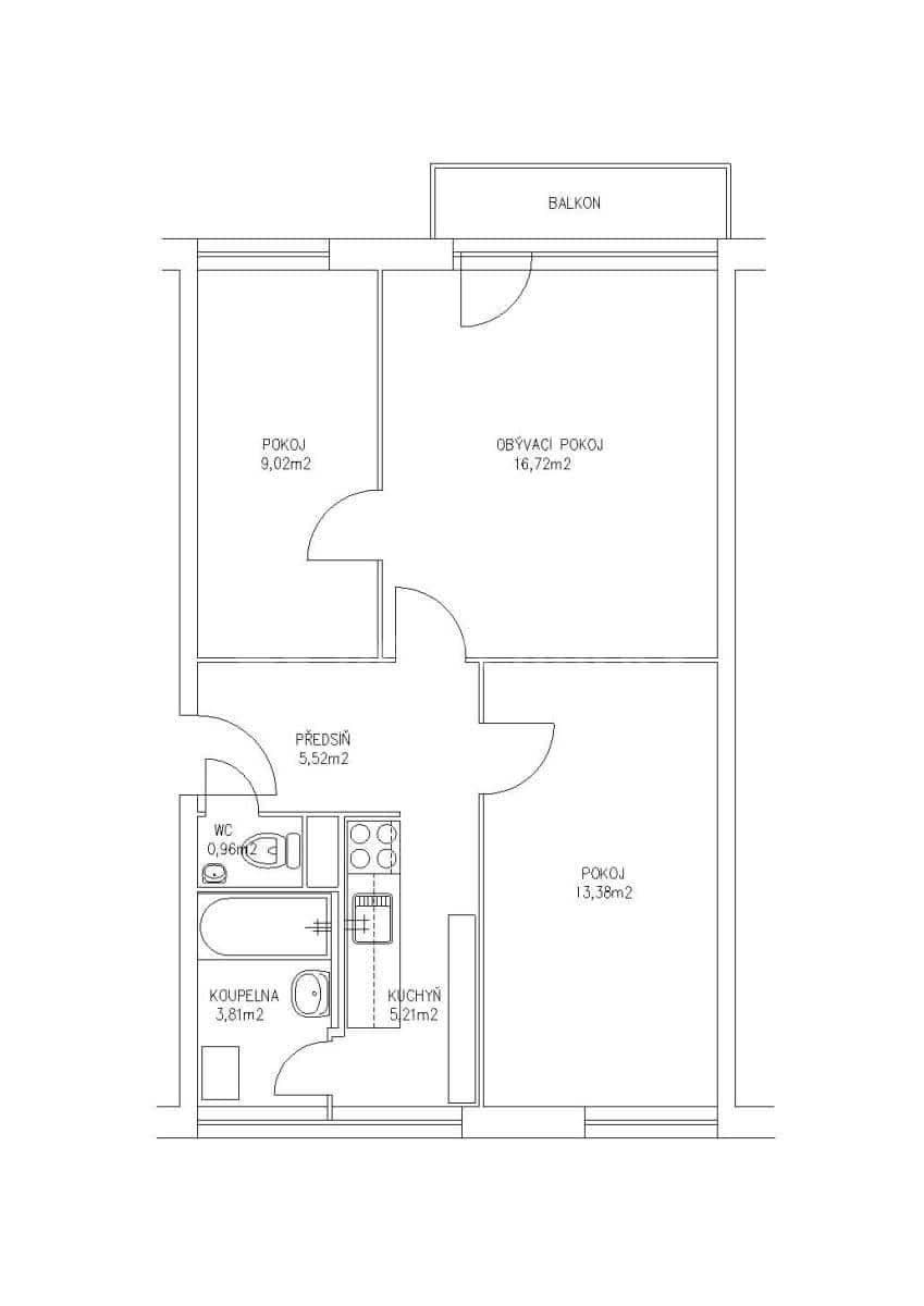 2 bedroom with open-plan kitchen flat to rent, 54 m², Gagarinova, Hradec Králové, Královéhradecký Region 2 bedroom with open-plan kitchen flat to rent, 54 m², Gagarinova, Hradec Králové, Královéhradecký Region