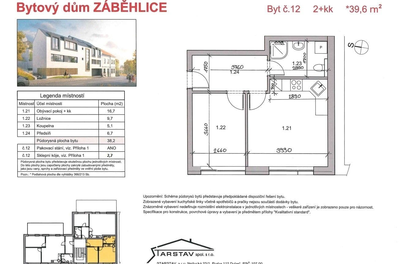 1 bedroom with open-plan kitchen flat to rent, 40 m², Záběhlická, Prague, Prague 1 bedroom with open-plan kitchen flat to rent, 40 m², Záběhlická, Prague, Prague