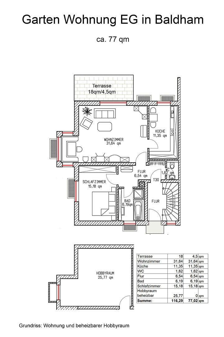 2 bedroom flat to rent, 77 m², Baldham, Bavaria 2 bedroom flat to rent, 77 m², Baldham, Bavaria
