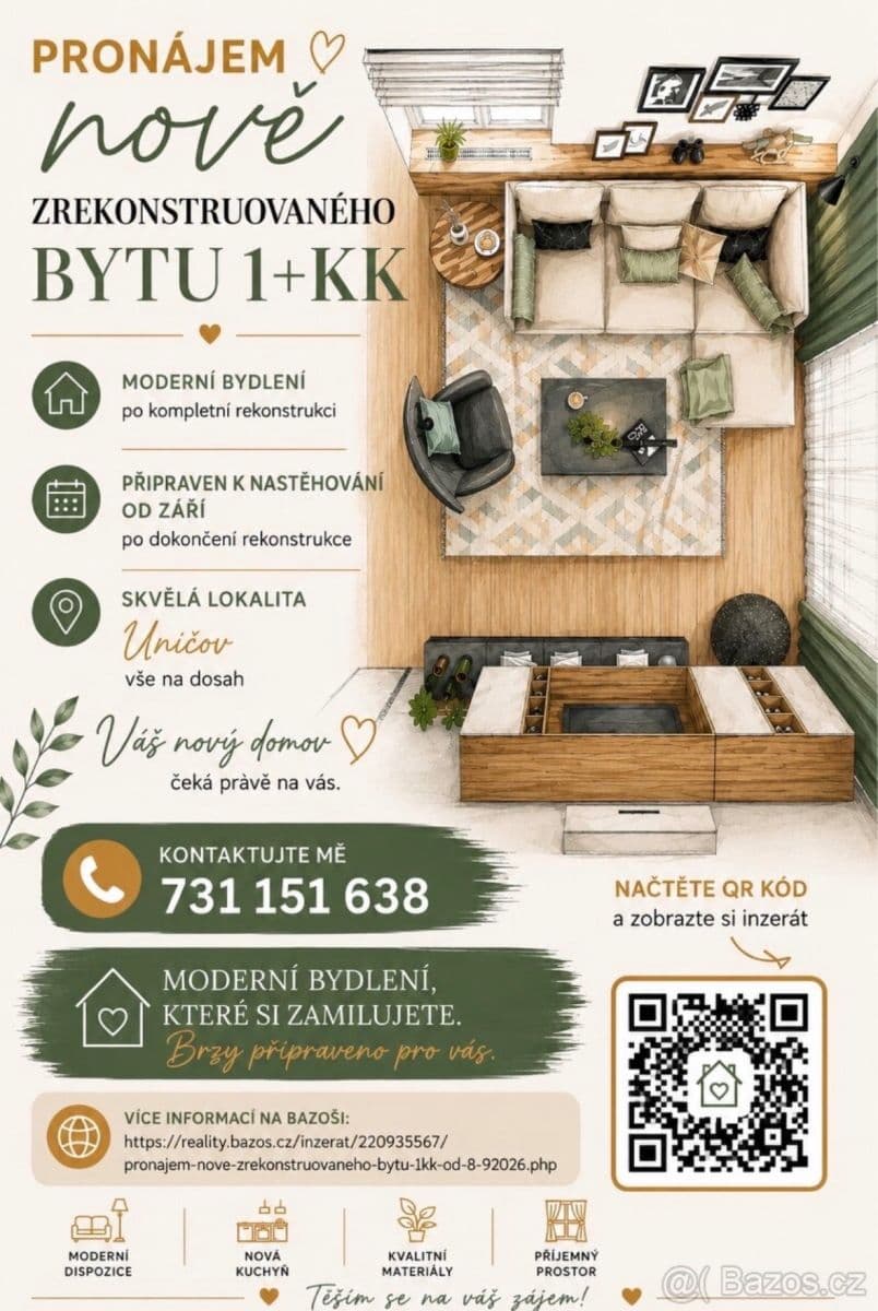 Studio flat to rent, 23 m², Bratří Čapků, Uničov, Olomoucký Region Studio flat to rent, 23 m², Bratří Čapků, Uničov, Olomoucký Region