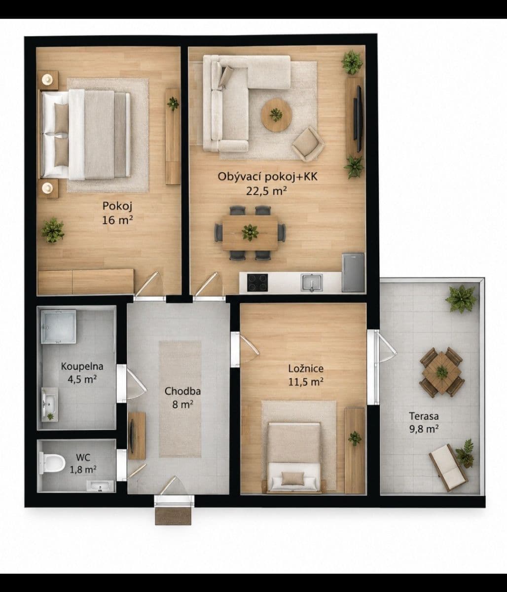 2 bedroom with open-plan kitchen flat for sale, 75 m², Habrová, Holubice, Středočeský Region 2 bedroom with open-plan kitchen flat for sale, 75 m², Habrová, Holubice, Středočeský Region