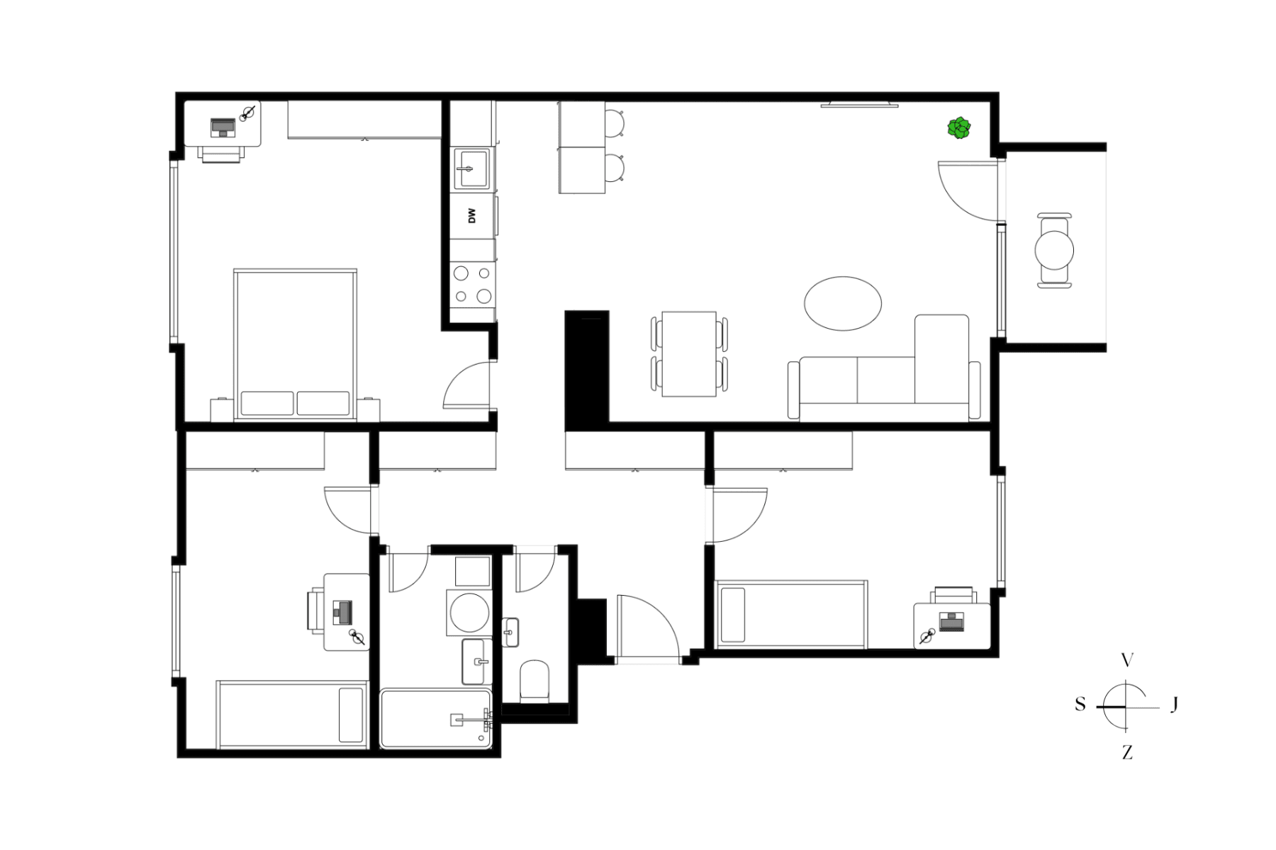 3 bedroom with open-plan kitchen flat for sale, 83 m², Naskové, Prague, Prague 3 bedroom with open-plan kitchen flat for sale, 83 m², Naskové, Prague, Prague